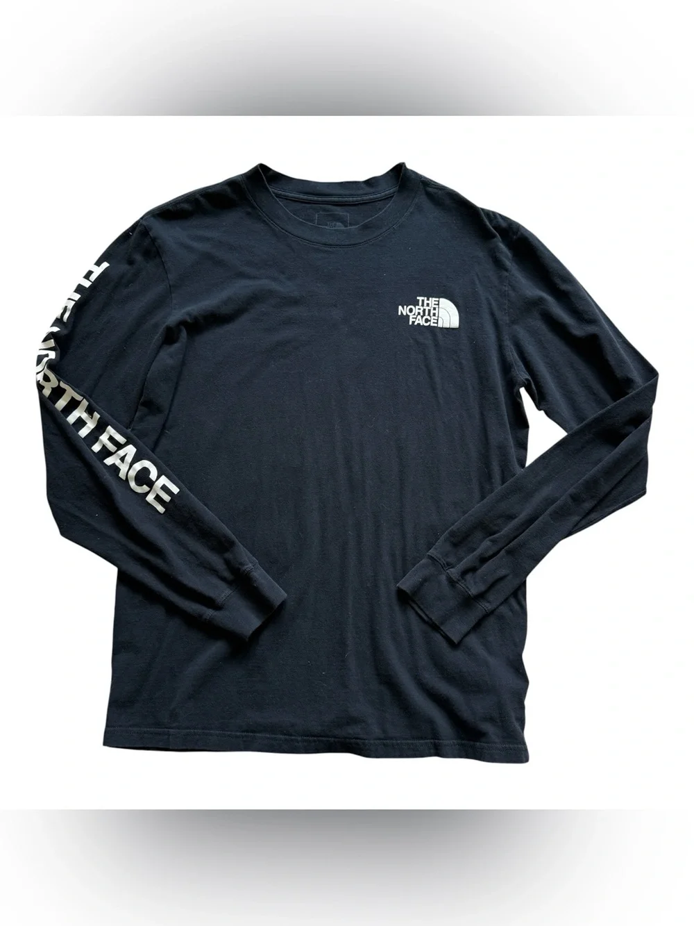The North Face Black Logo Sleeve Graphic Long Sleeve Cotton Shirt M Activewear